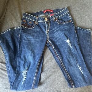Zana Di Y2K Distressed Flare Jeans Juniors Size 7